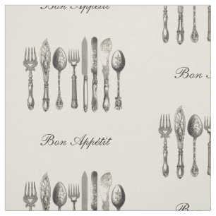 Vintage Cutlery Old Fashioned Print Personalised Fabric