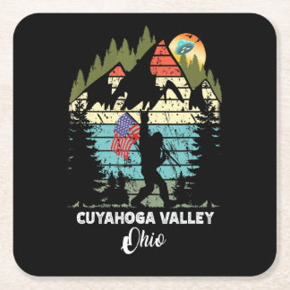 Vintage Cuyahoga Valley Hiking Trail Retro 80s Square Paper Coaster