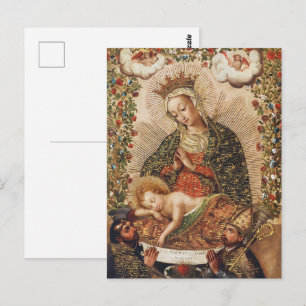 Vintage Cuzco School Virgin Adoring Christ Child Postcard
