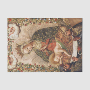 Vintage Cuzco School Virgin Adoring Christ Child Tissue Paper