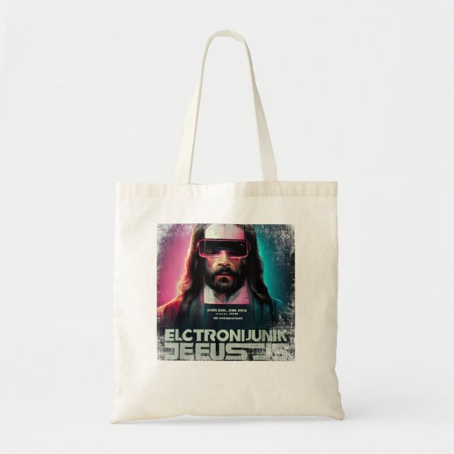 Vintage Cyberpunk Jesus Futuristic Religious Chris Tote Bag (Front)