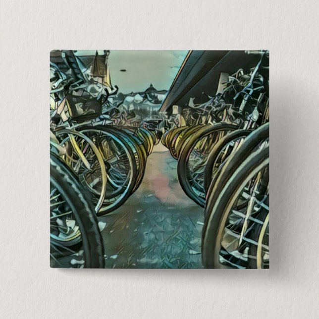 Vintage cycling artwork 15 cm square badge (Front)