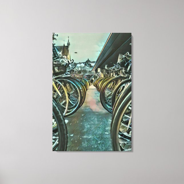 Vintage cycling artwork canvas print (Front)