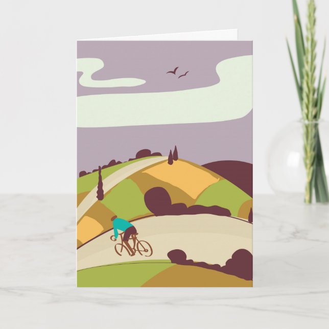 Vintage Cycling Poster Note Card (Front)