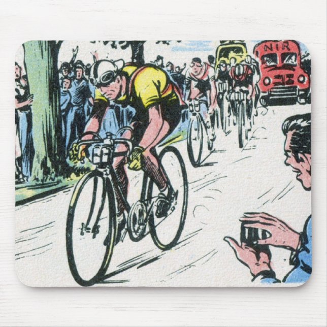 Vintage Cycling Print Mouse Pad (Front)