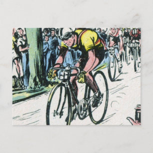 Vintage Cycling Print Postcard