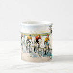 Vintage Cyclist Race Gift Mug<br><div class="desc">Called ‘Wheelmen in a red hot finish, ’ our vintage gift mug for cycling fans shows an artist’s illustration of a close run finish of a cycling race by artist John Cameron. All of the cyclists sport handlebar moustaches and all look determined to win on their vintage bicycles. To the...</div>
