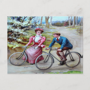 Vintage Cyclists Postcard