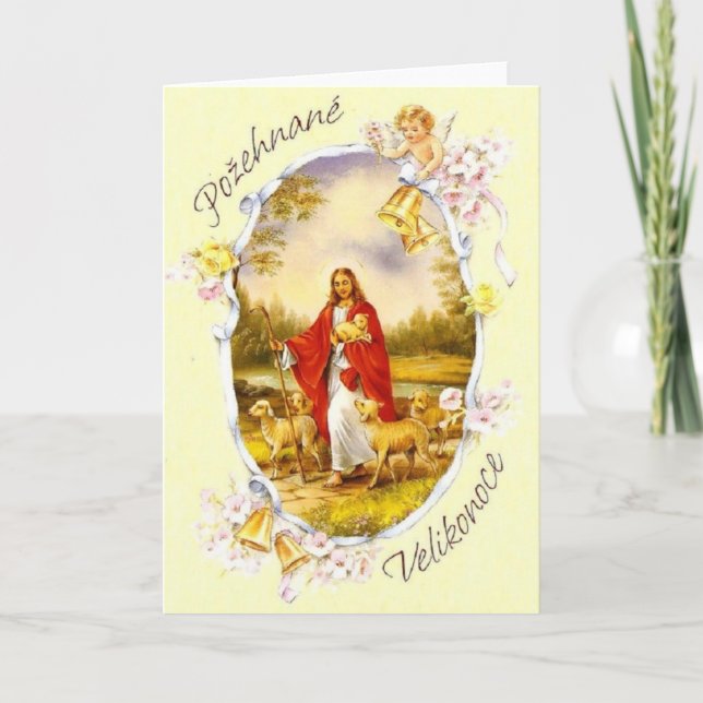 Vintage Czech / Slovak Religious Easter Card (Front)