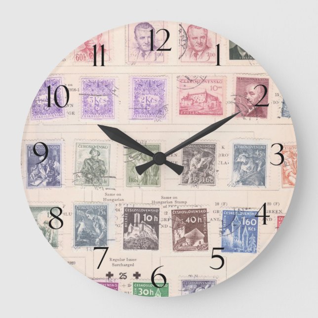 Vintage Czechoslovakian Postage Large Clock (Front)