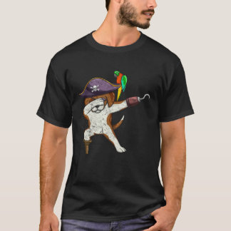 Vintage Dabbing Pirate Dog With Parrot Fun Hallowe T-Shirt