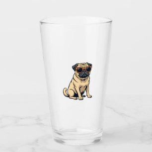 Vintage Dabbing Pug with Sunglasses Funny Dog Vect Glass