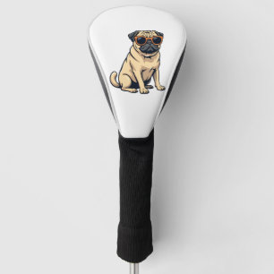 Vintage Dabbing Pug with Sunglasses Funny Dog Vect Golf Head Cover