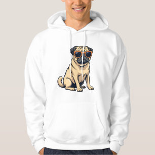 Vintage Dabbing Pug with Sunglasses Funny Dog Vect Hoodie
