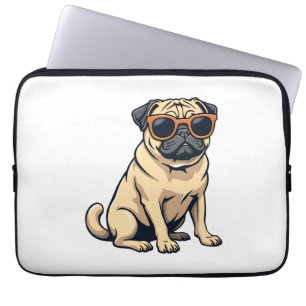 Vintage Dabbing Pug with Sunglasses Funny Dog Vect Laptop Sleeve