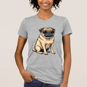 Vintage Dabbing Pug with Sunglasses Funny Dog Vect T-Shirt