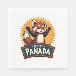 Vintage Dabbing Red Panda Retro Animal Graphic 2 Napkin