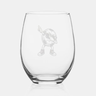 Vintage Dabbing Soccer Ball Shirt Design (2)_1 Stemless Wine Glass