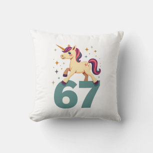 Vintage Dabbing Unicorn 67 Rainbow Birthday Vector Cushion