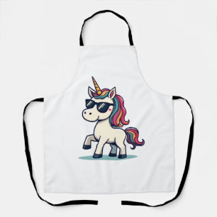Vintage Dabbing Unicorn Rainbow Cartoon Vector Des Apron