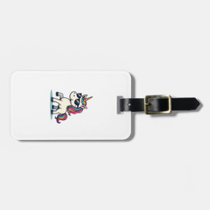 Vintage Dabbing Unicorn Rainbow Cartoon Vector Des Luggage Tag