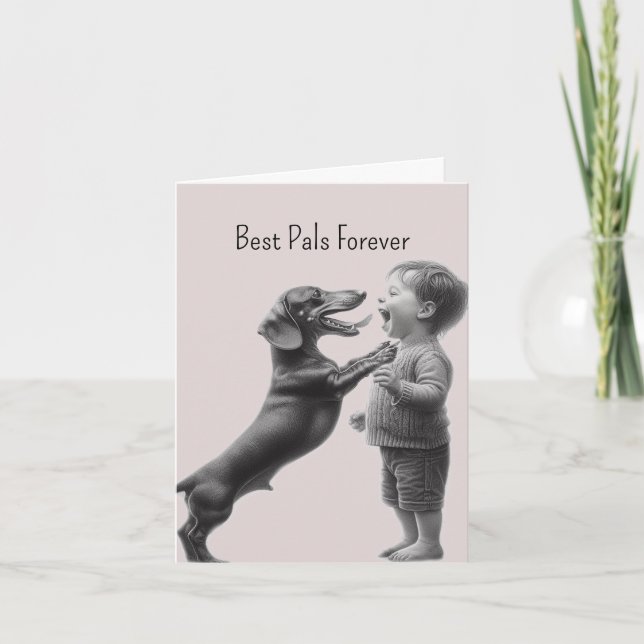 Vintage Dachshund Best Friend Card (Front)