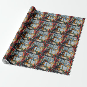 Vintage Dachshund by Cosy Christmas Window Wrapping Paper
