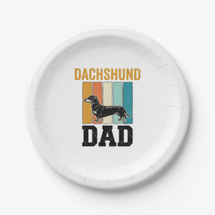Vintage Dachshund Dad Dog Lover Vector Design_1 Paper Plate