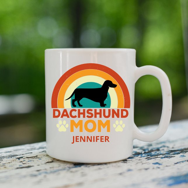 Vintage Dachshund  Dog Mum Sunset Personalised Coffee Mug (Creator Uploaded)