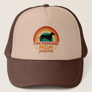 Vintage Dachshund Dog Mum Sunset Personalised Trucker Hat