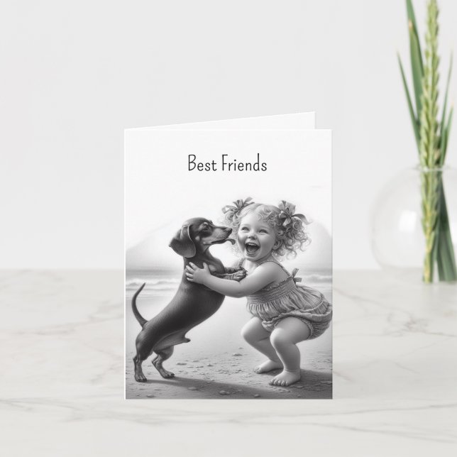 Vintage Dachshund Friends Card (Front)
