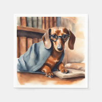 Vintage Dachshund in the Old Library