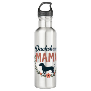 Vintage Dachshund Mama Floral Dog Lover Vector Des 710 Ml Water Bottle
