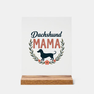Vintage Dachshund Mama Floral Dog Lover Vector Des Acrylic Sign
