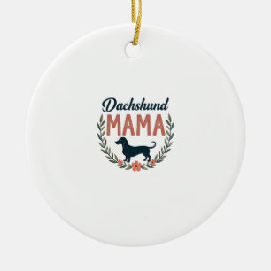 Vintage Dachshund Mama Floral Dog Lover Vector Des Ceramic Tree Decoration