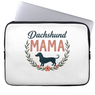 Vintage Dachshund Mama Floral Dog Lover Vector Des Laptop Sleeve