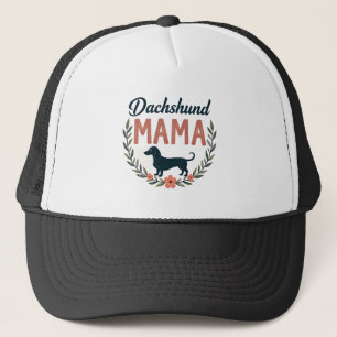 Vintage Dachshund Mama Floral Dog Lover Vector Des Trucker Hat