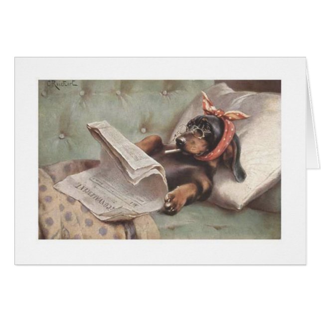 Vintage - Dachshund on the Couch, (Front Horizontal)