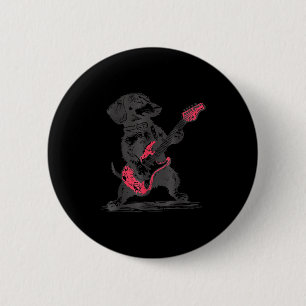 Vintage Dachshund Playing Guitar Weenie Rock And R 6 Cm Round Badge