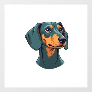 Vintage Dachshund Portrait Art Retro Dog Illustrat