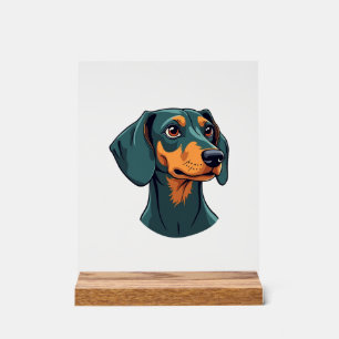 Vintage Dachshund Portrait Art Retro Dog Illustrat Acrylic Sign