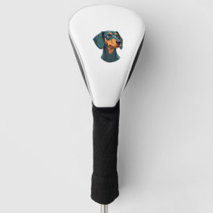 Vintage Dachshund Portrait Art Retro Dog Illustrat Golf Head Cover