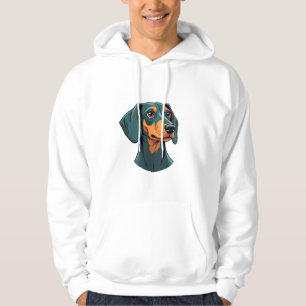 Vintage Dachshund Portrait Art Retro Dog Illustrat Hoodie