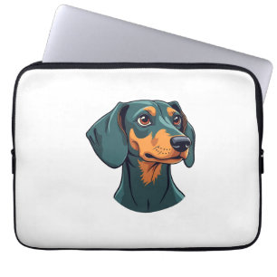 Vintage Dachshund Portrait Art Retro Dog Illustrat Laptop Sleeve