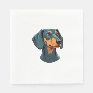 Vintage Dachshund Portrait Art Retro Dog Illustrat Napkin