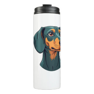 Vintage Dachshund Portrait Art Retro Dog Illustrat Thermal Tumbler