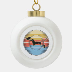 Vintage Dachshund Retro Sunset Dog Shirt Design_1 Ceramic Ball Christmas Ornament