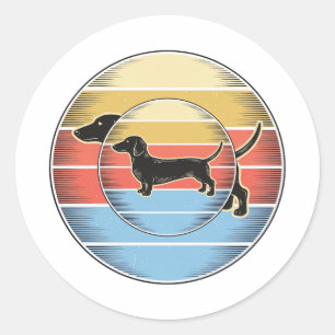 Vintage Dachshund Retro Sunset Dog Shirt Design_1 Classic Round Sticker
