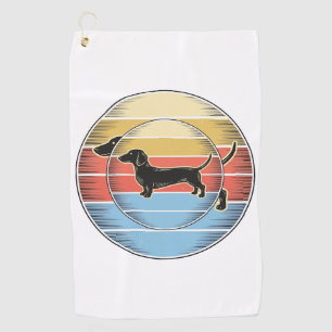 Vintage Dachshund Retro Sunset Dog Shirt Design_1 Golf Towel