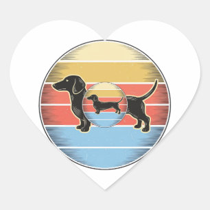 Vintage Dachshund Retro Sunset Dog Shirt Design_1 Heart Sticker
